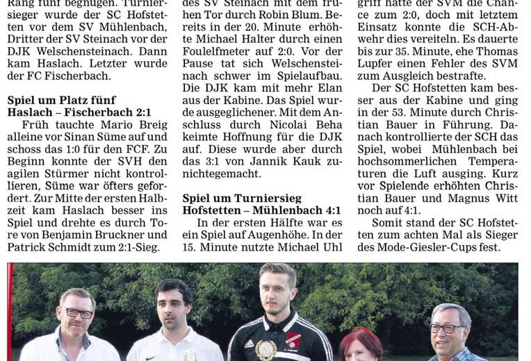 Mode-Giesler-Cup geht 2015 nach Hofstetten
