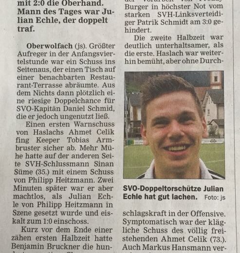 0:2 Niederlage beim SV Oberwolfach