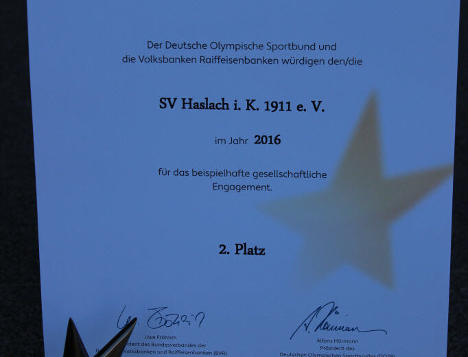 Sterne des Sports: 2. Platz für den SV Haslach