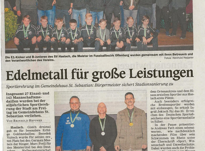 Sportlerehrung der E1 und B-Junioren