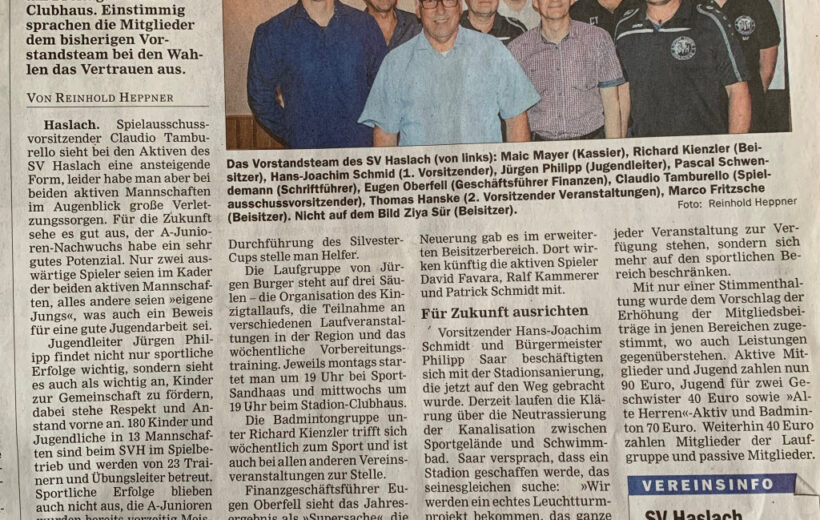 Bericht Offenburger Tageblatt vom 27.05.2019 Generalversammlung 2019