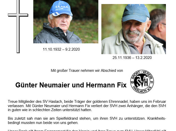 Nachruf Günter Neumaier / Herrmann Fix