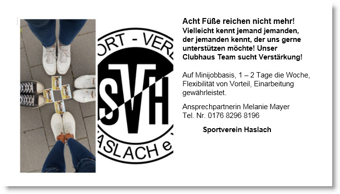 Verstärkung für das Clubhaus-Team gesucht