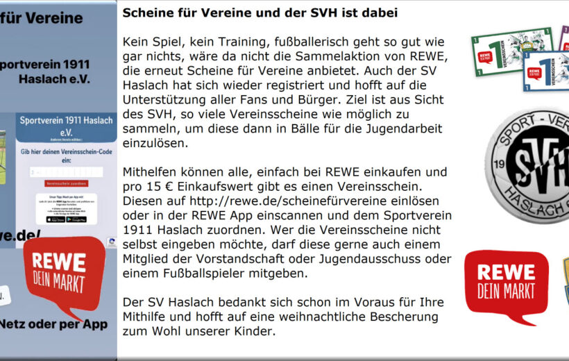 Scheine für Vereine und der SVH ist dabei