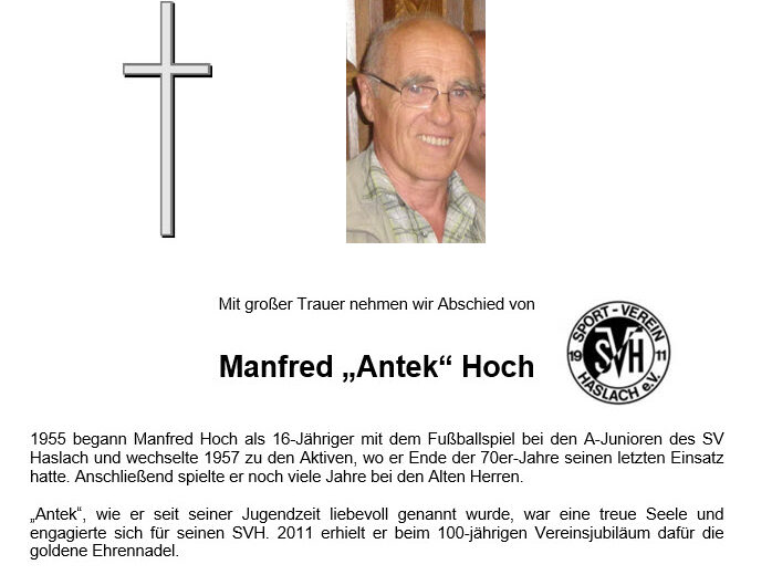 Nachruf Manfred Hoch
