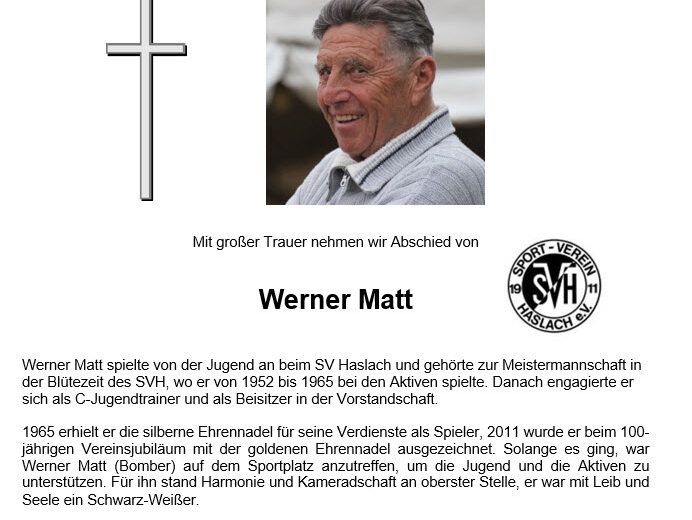 Nachruf Werner Matt