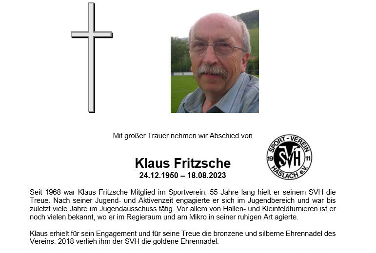 Nachruf Klaus Fritzsche