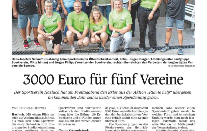 3000 Euro für fünf Vereine