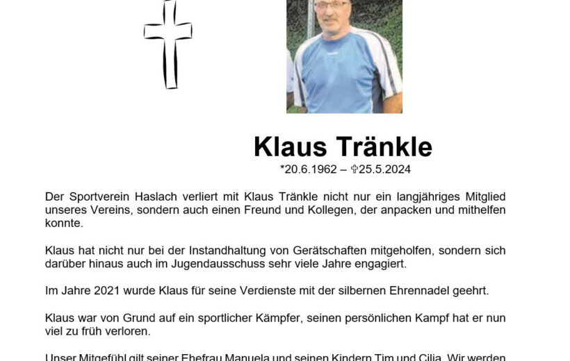 Nachruf Klaus Tränkle