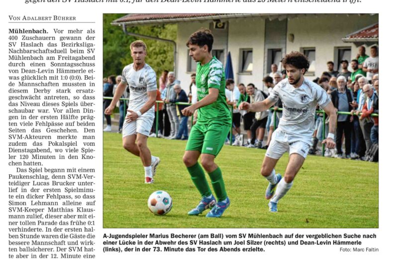 OT Spielbericht gegen den SV Mühlenbach