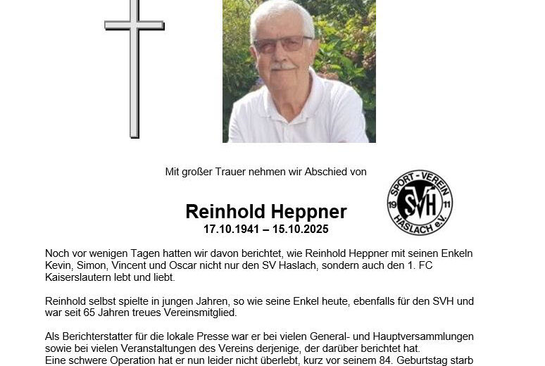 Nachruf Reinhold Heppner