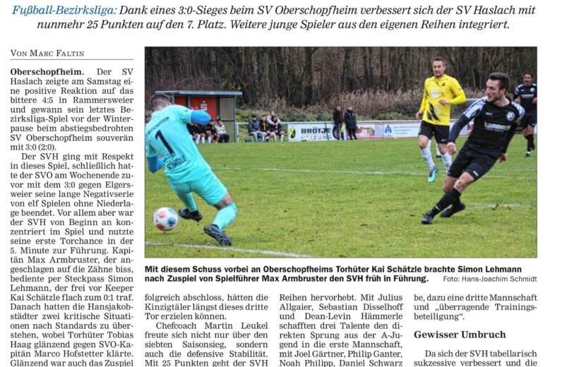 OT Spielbericht gegen den SV Oberschopfheim