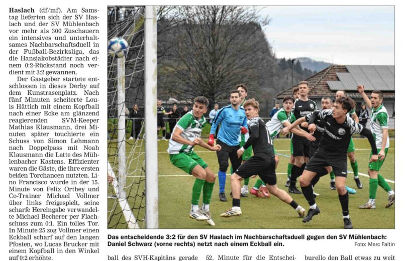 OT Spielbericht gegen den SV Mühlenbach