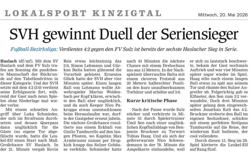 OT Spielbericht gegen den FV Sulz