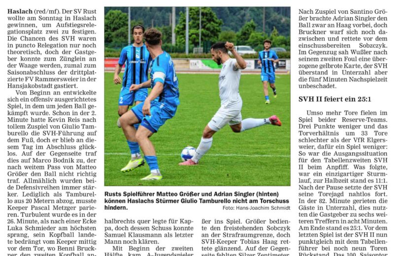 OT Spielbericht gegen den SV Rust