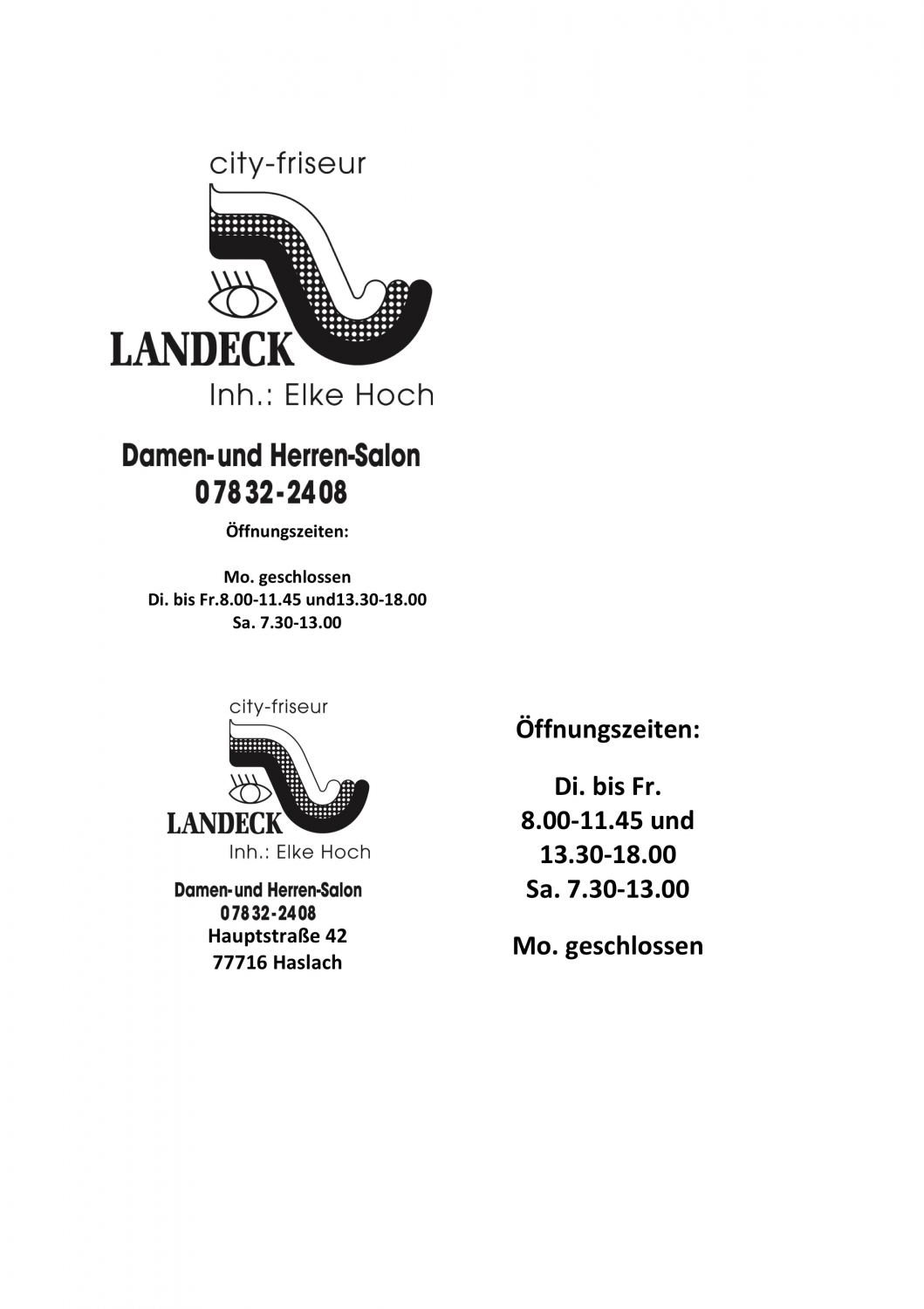 Logo Friseur Landeck, Elke Hoch